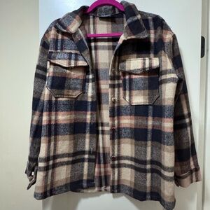 Plaid Button-Up Women's Hoodie